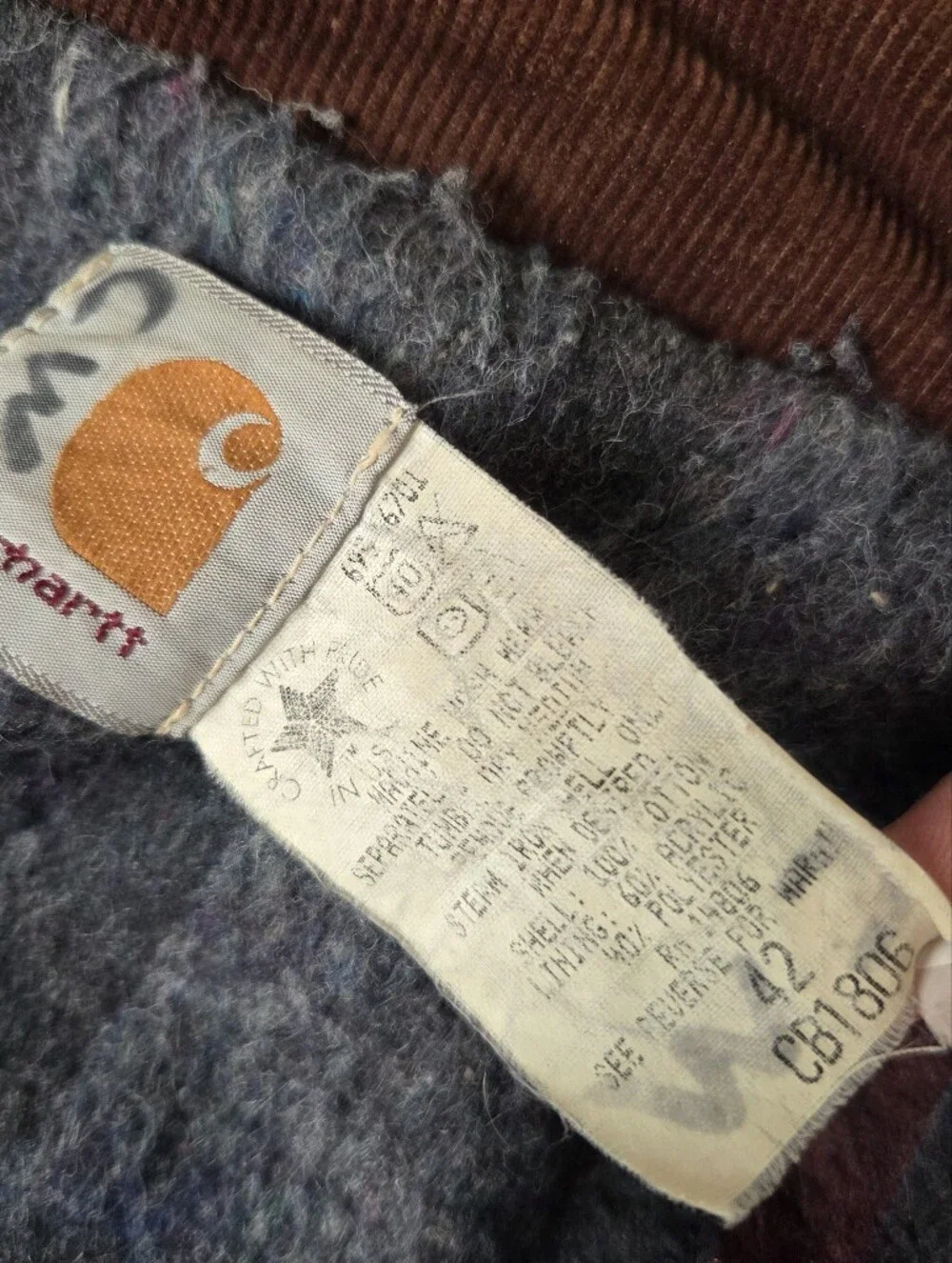 Vtg Carhartt Mens Barn Coat Sz 42 Brown Duck Canvas Blanket-Lined USA Union Made